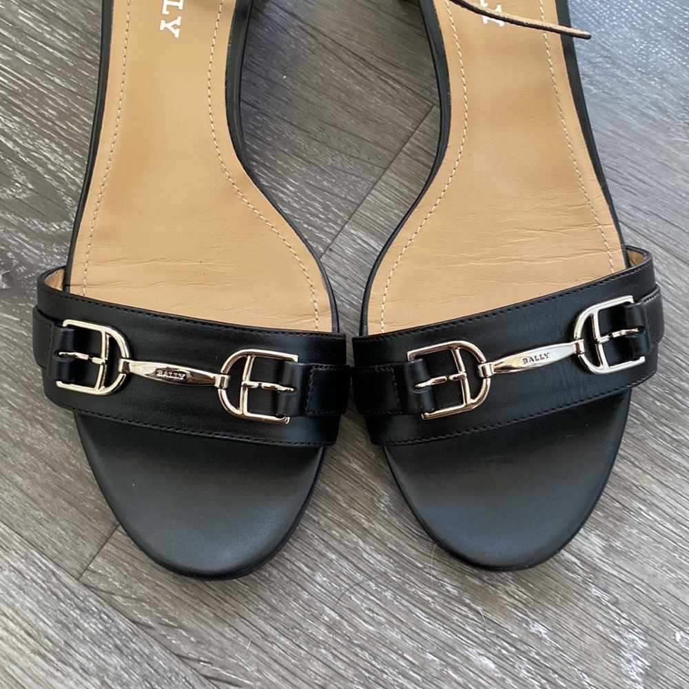 Bally Cloto Leather Block Heel Sandals black size FR 36 - Picture 5 of 11